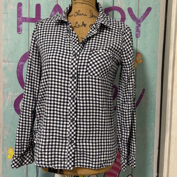 C&C California Tops - C & C California SZ S Long Sleeves Black and White Gingham Button-Up Shirt